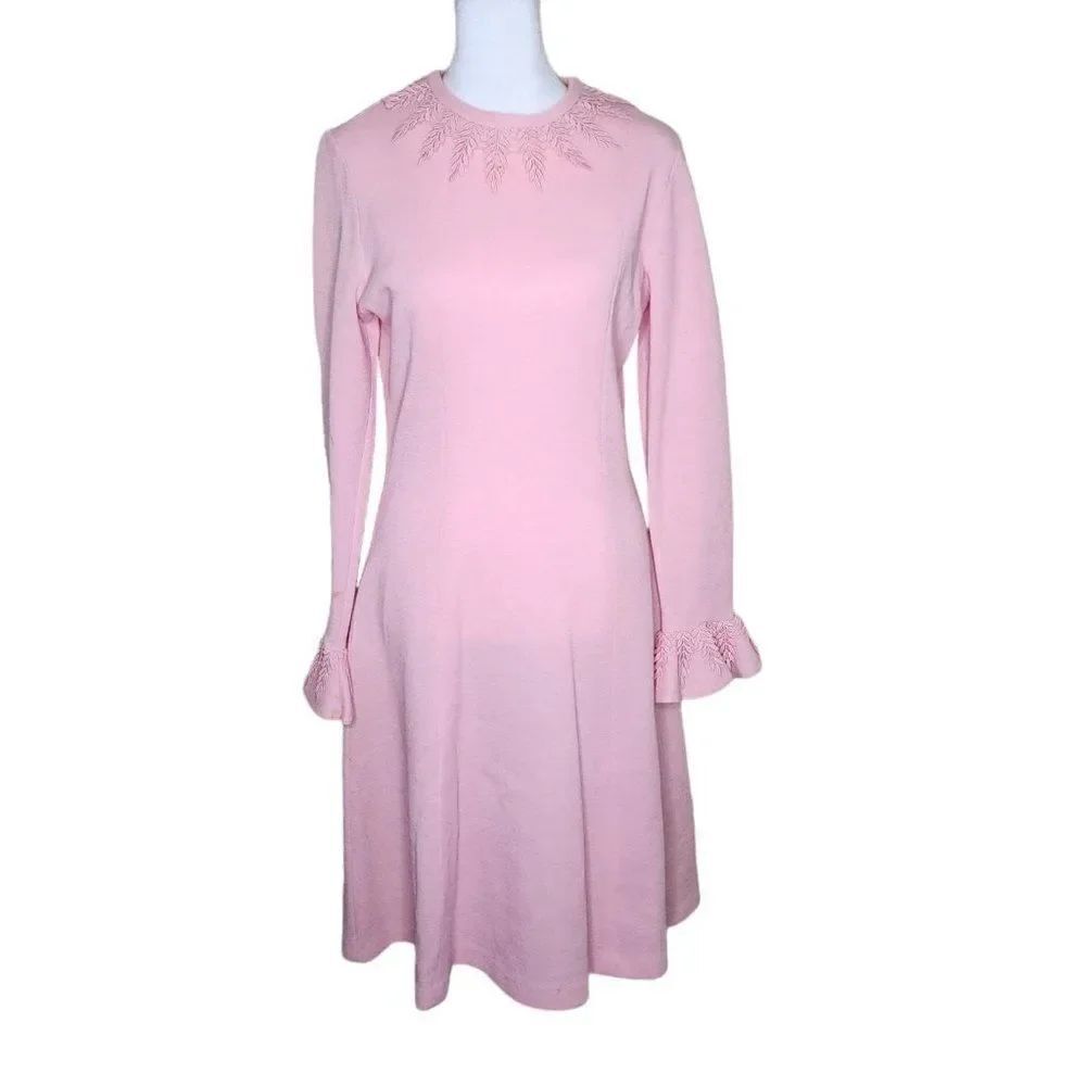 Vintage 60 Bleeker Street Mod Dress Womens Small Pink Fitted Sleeves